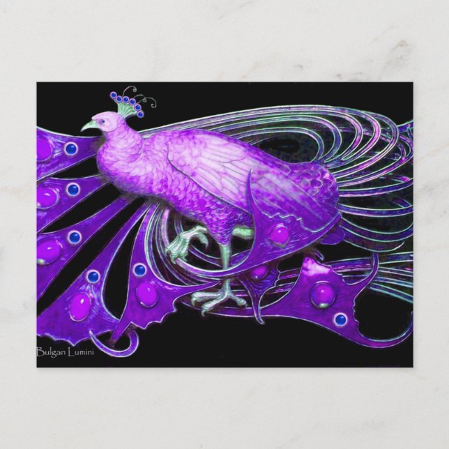 POSTAL ELEGANTE PICOR EN NEGRO PURPLE VIOLETA (Anverso)