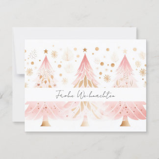 Postal Elegante pinke und goldene Weihnachtsbäume