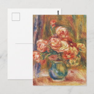 Postal Elegante pintura de rosa Renoir al estilo shabby c
