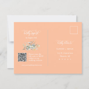 Postal Elegante Plage Green Leaves QR Dirección de código