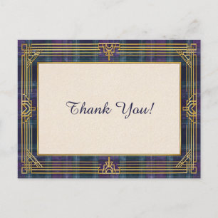 Postal Elegante Plaid Art Déco Gracias