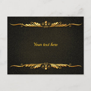 Postal Elegante plantilla en negro y oro, personalizar,