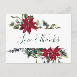 Postal Elegante Poinsettia Boda Watercolor Gracias