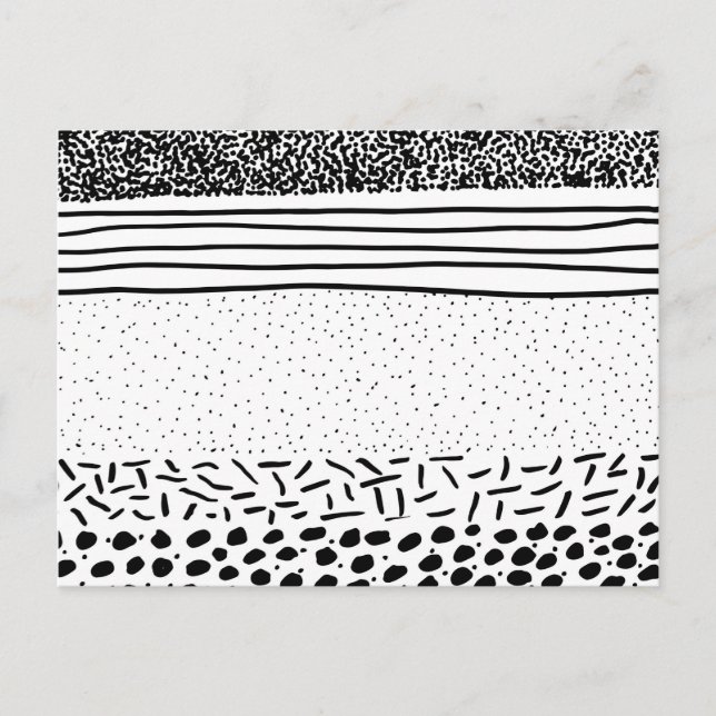 Postal Elegante polka dibujado a mano blanca y negra con  (Anverso)