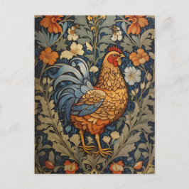 Postal Elegante Pollo William Morris Inspirado en Floral