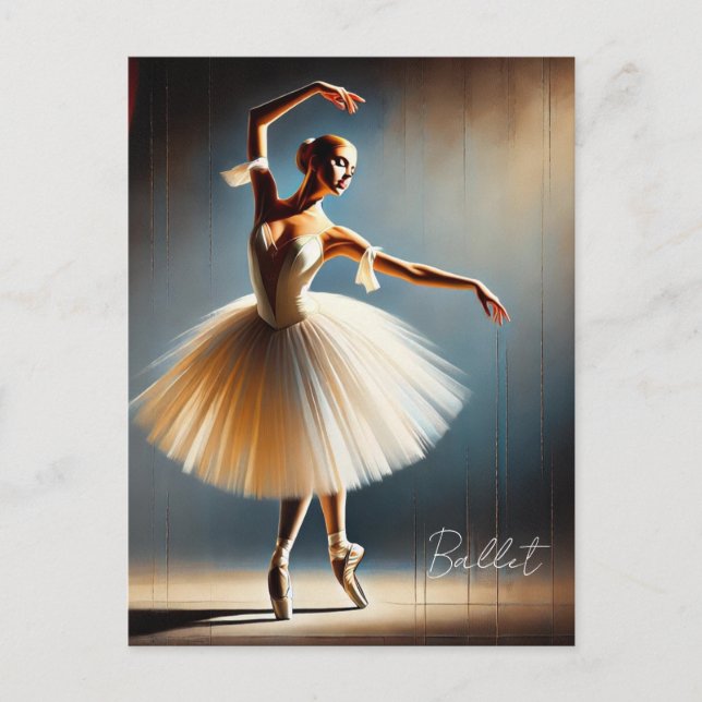 Postal Elegante Pose de bailarina de ballet (Anverso)