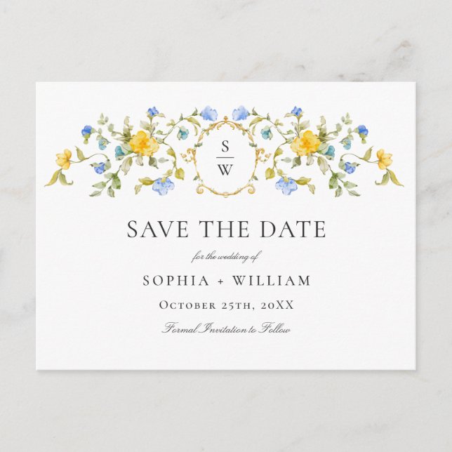 Postal Elegante prado de flores silvestres boda para salv (Anverso)