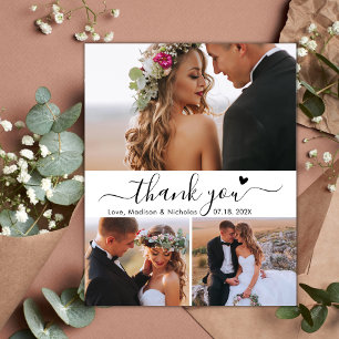 Postal Elegante presupuesto 3 Foto Collage Boda Agradecim