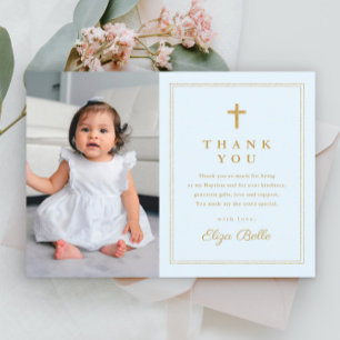 Postal Elegante presupuesto cruzado de oro foto bautismo