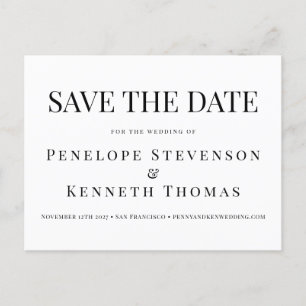 Postal Elegante presupuesto negro y blanco Save The Date