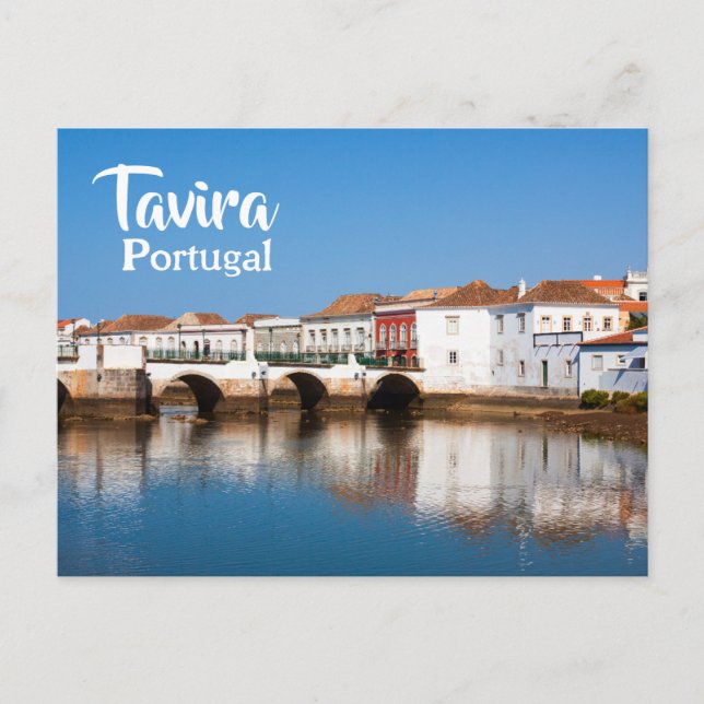 Postal Elegante puente romano de Portugal en Tavira (Anverso)
