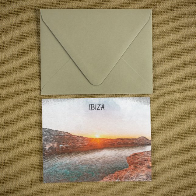 Postal Elegante puesta de sol de Ibiza España (ibiza spain sunset postcard)