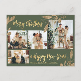 Postal Elegante puesto de Leafy de Oro 4 Navidades de Col