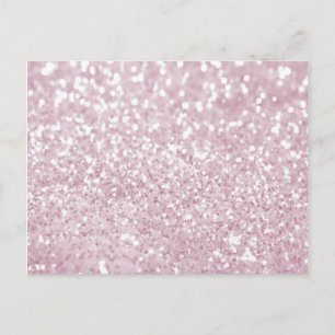 Postal Elegante Purpurina de Faux Blancas Rosa