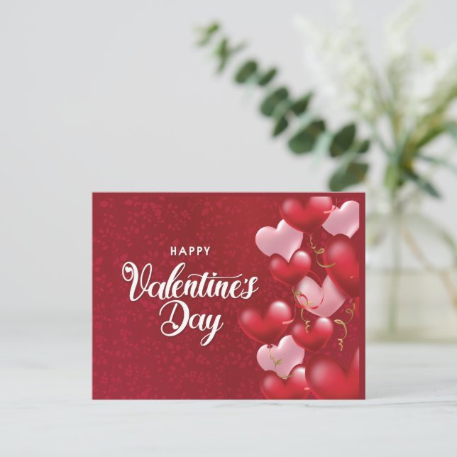 Postal Elegante Purpurina El día de San Valentín de Coraz (Anverso de pie)