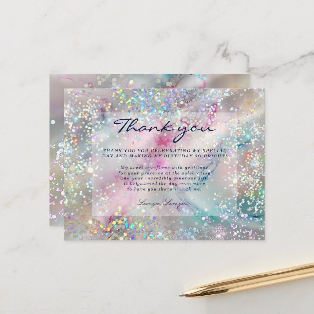 Postal Elegante Purpurina Holográfico con tinta de alcoho (Anverso/Reverso In Situ)