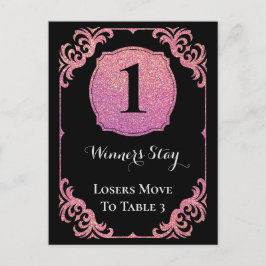 Postal Elegante Purpurina rosa Bunco One Table Card