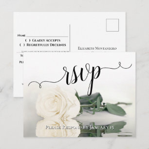 Postal Elegante que refleja la boda de Rosa de marfil bla