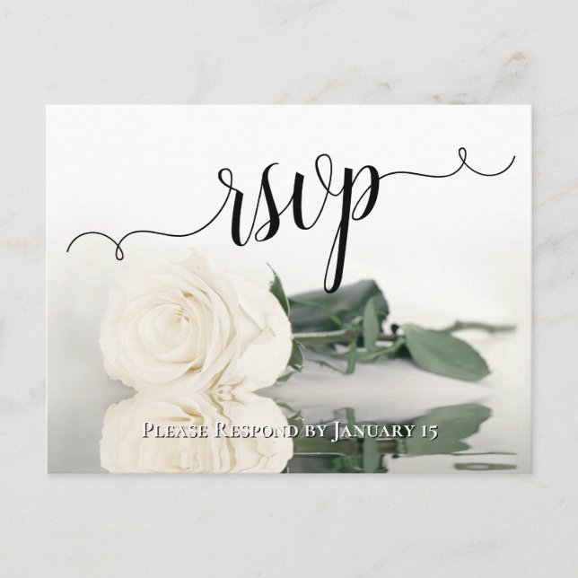 Postal Elegante que refleja la boda de Rosa de marfil bla (Anverso)