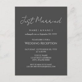 Postal Elegante Recepción de matrimonio mínimo eludida