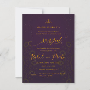 Postal Elegante Red Gold Mandala Boda indio Sangeet