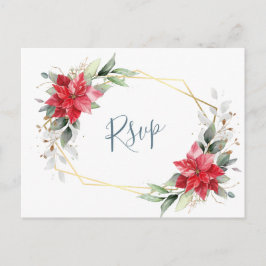 Postal Elegante Red Poinsettia Winter Greenery RSVP