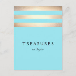 Postal Elegante Relieve metalizado dorado Faux Azul turqu