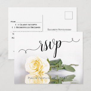 Postal Elegante respuesta de boda de rosa amarilla mantec