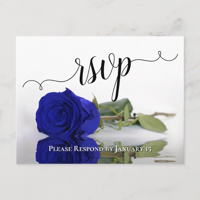 Postal Elegante respuesta de boda de rosa azul real refle (Anverso)