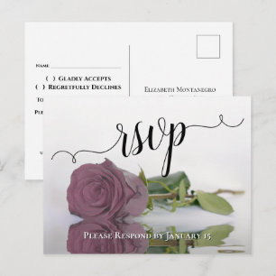 Postal Elegante respuesta de boda de rosa malva polvorien