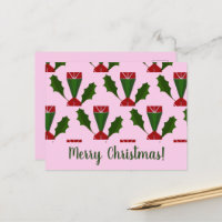 Elegante Resumen Roses Rojos Verde Holly Art, Rosa