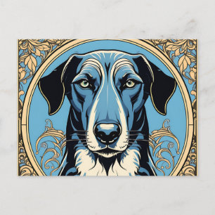 Postal Elegante retrato Greyhound Art Nouveau