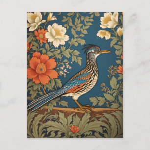 Postal Elegante Roadrunner Bird William Morris Inspirado