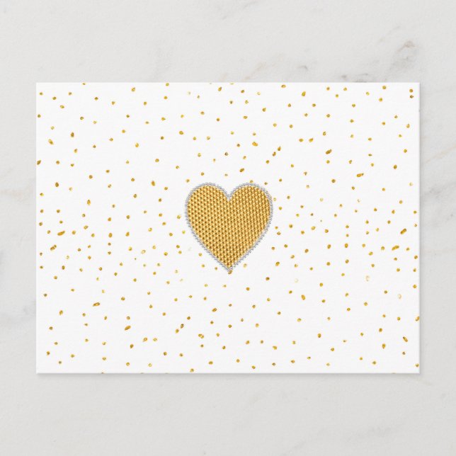 Postal Elegante romántico corazón de oro falsos puntos pu (Anverso)