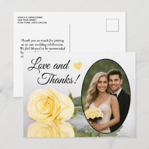 Postal Elegante Rosa Amarillo Mantequilla Boda Amor y Gra