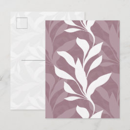 Postal Elegante rosa botánico Mauve Follaje en Gracia