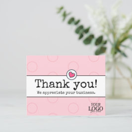 Postal Elegante Rosa Claro Con Corazón Agradecimiento Emp