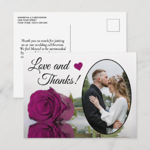 Postal Elegante Rosa Magenta Boda Posh Amor y Agradecimie