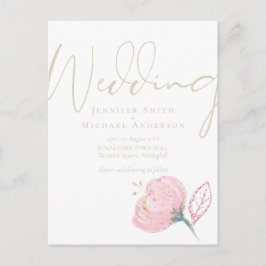 Postal Elegante Rosa Oro Moderno Boda Sparkle