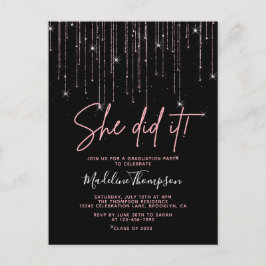 Postal Elegante Rosa Oro Sparkling Lo hizo Graduación