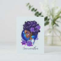 Elegante Rosas púrpuras afromujer