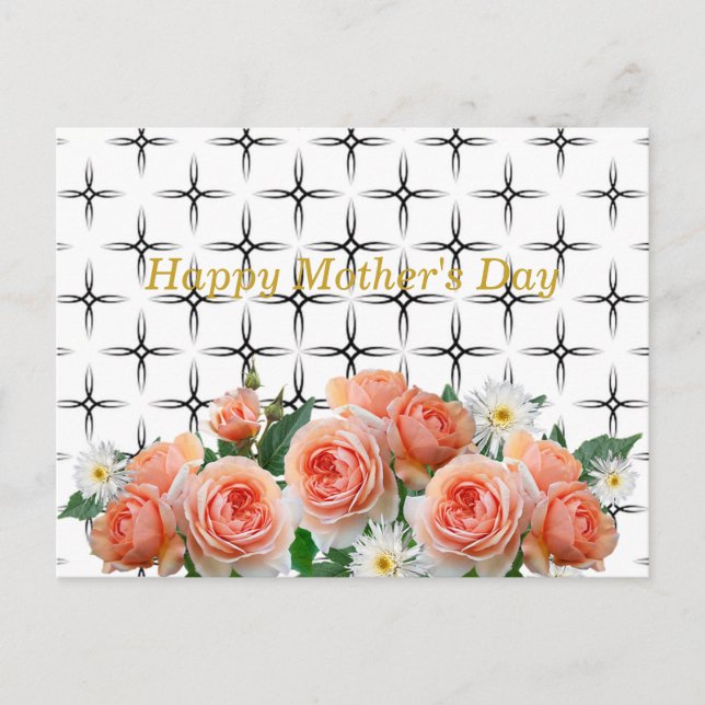 Postal Elegante, Rosas y mareas, geométrico (Anverso)