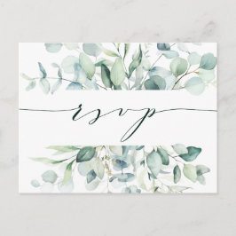 Postal Elegante RSVP de Boda con Follaje Verde