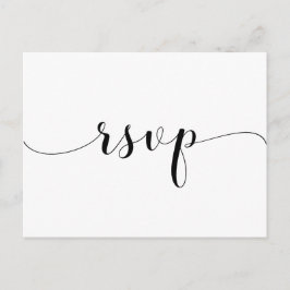 Postal Elegante RSVP de boda en blanco y negro