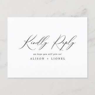 Postal Elegante RSVP de caligrafía negra