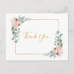Postal Elegante Rubor Floral   Boda Gracias Postcard
