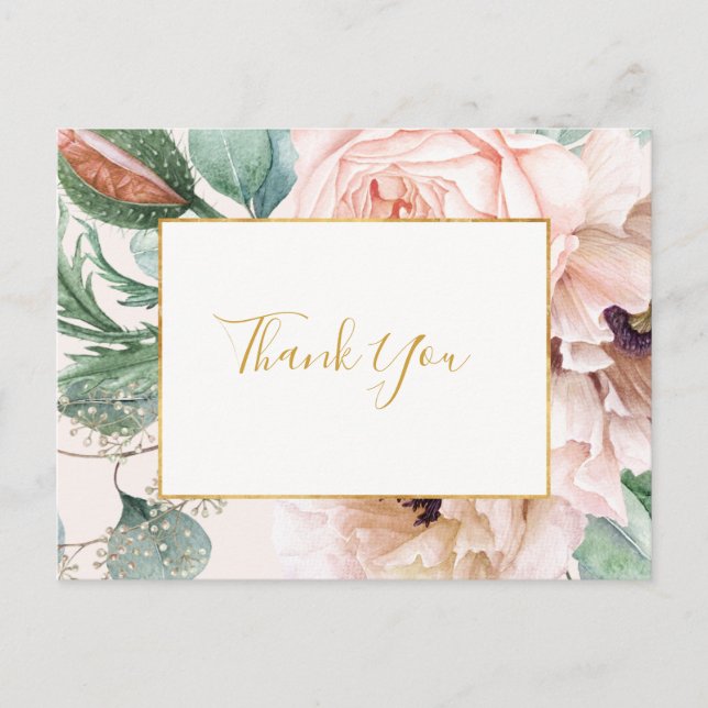 Postal Elegante Rubor Floral Garden | Pastel Gracias (Anverso)