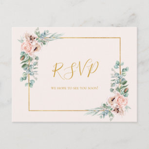 Postal Elegante Rubor Floral   Pastel Wedding RSVP