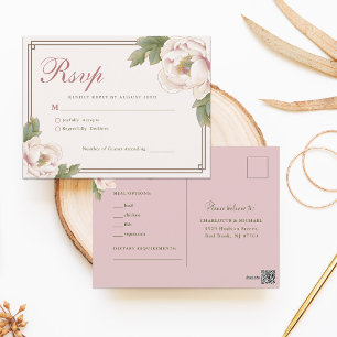 Postal Elegante Rubor Peony Rosa Boda Floral RSVP