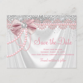 Postal Elegante Rubor Pink Diamond Pearl Baby Shower